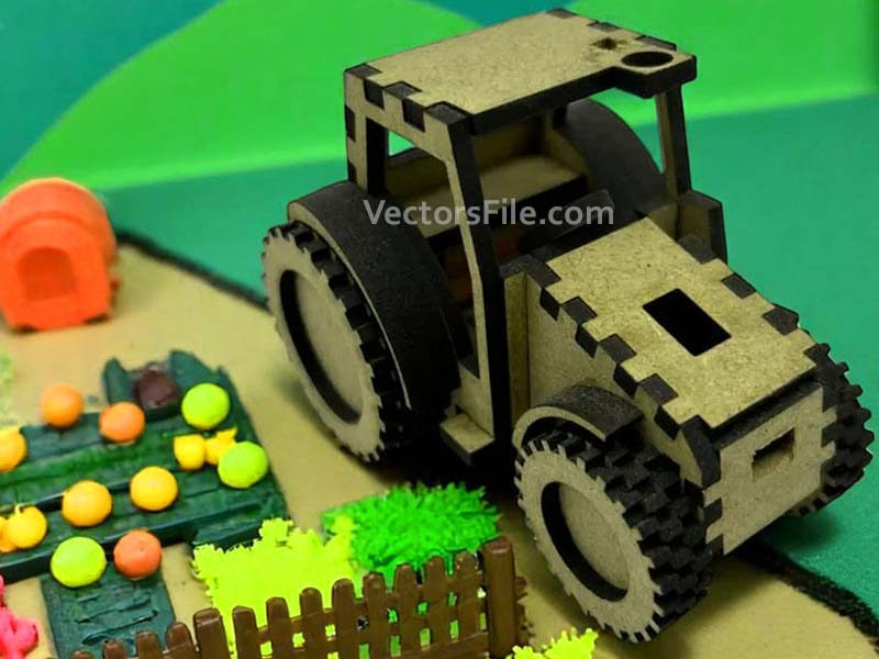 73597 laser cut wooden tractor 3d pu